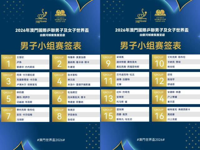 开云体育-中国官网登录入口-世界杯男单抽签：王楚钦之外无人有把握小组出线
